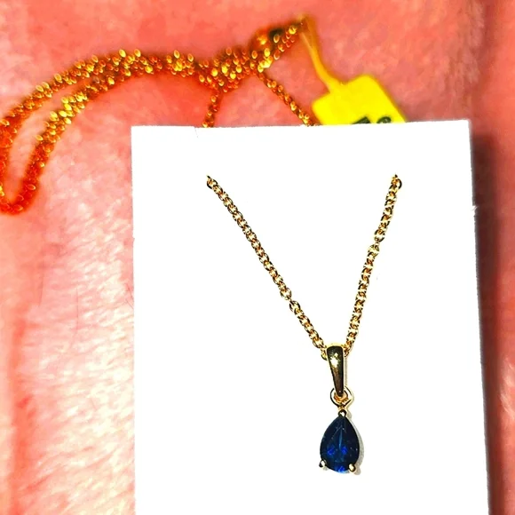 NWT - Deep Blue London Topaz on Gold Chain - Picture 9 of 10